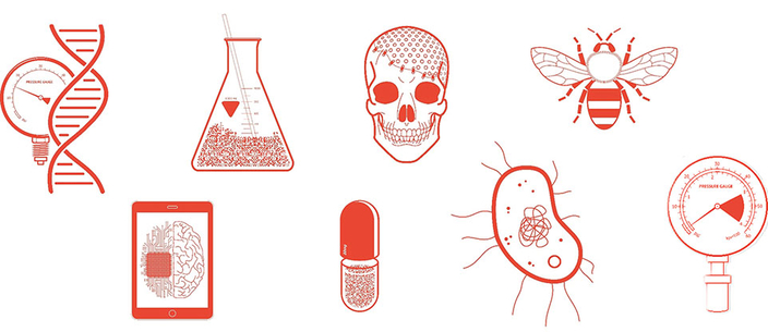 Rote Vektorgrafiken von verschiedenen biologischen und chemischen Symbolen Rote Vektorgrafiken von verschiedenen biologischen und chemischen Symbolen