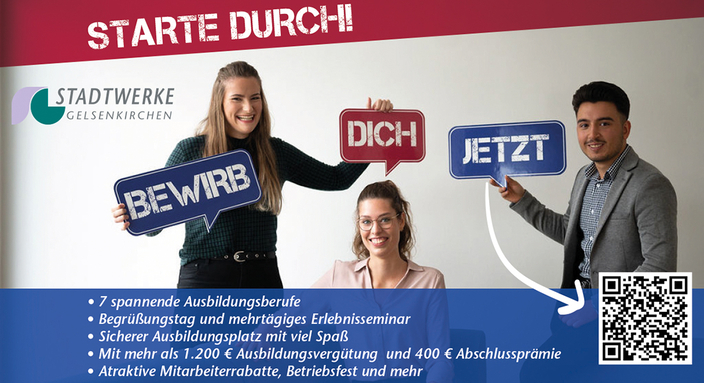 Azubikampagne mit der Aufschrift: Starte durch! Bewirb dich jetzt