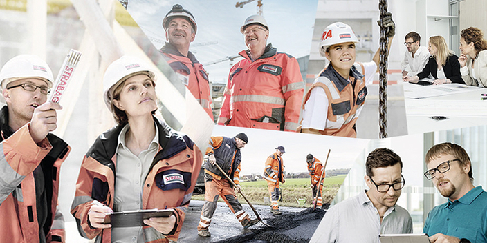 Bildmontage von Mitarbeitenden in verschiedenen Arbeitssituationen
