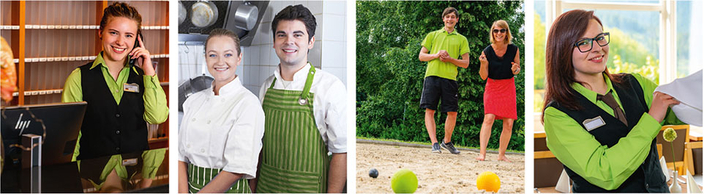 Auszubildende der Ahorn Hotels & Resorts in verschiedenen Bereichen