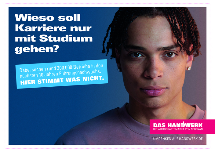 Azubikampagne mit der Aufschrift: Wieso soll Karriere nur mit Studium gehen? Azubikampagne mit der Aufschrift: Wieso soll Karriere nur mit Studium gehen?