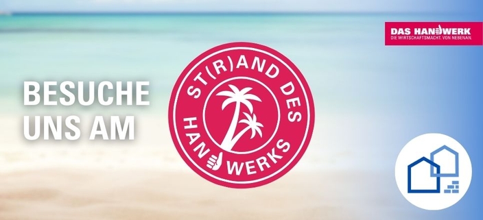 Strandbild mit Aufschrift "Besuche uns am St(r)and des Handwerks" und Logo Baugewerken-Innung Oldenburg Strandbild mit Aufschrift "Besuche uns am St(r)and des Handwerks" und Logo Baugewerken-Innung Oldenburg