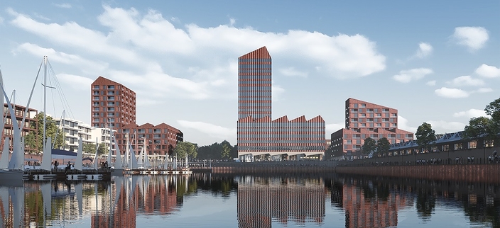 Visualisierung eines Bauprojekts am Wasser