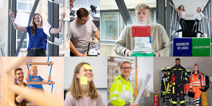 Collage aus acht Bildern. Es zeigt verschiedene Berufsrichtungen. Collage aus acht Bildern. Es zeigt verschiedene Berufsrichtungen.
