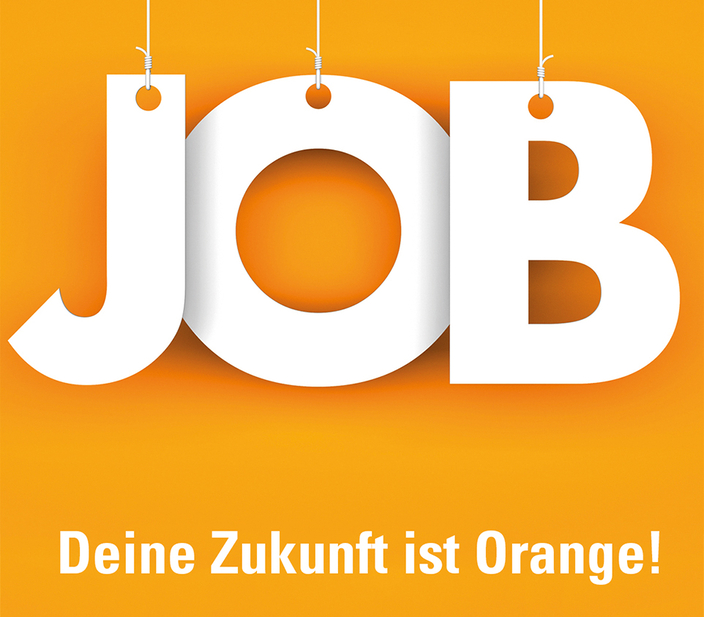 Werbebanner mit der Aufschrift: Deine Zukunft ist Orange! Werbebanner mit der Aufschrift: Deine Zukunft ist Orange!
