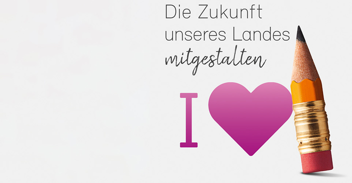Banner mit dem Slogan "Die Zukunft unseres Landes mitgestalten" Banner mit dem Slogan "Die Zukunft unseres Landes mitgestalten"