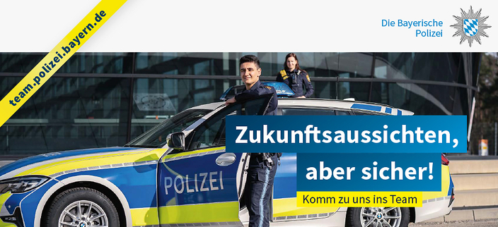 Polizisten mit Streifenwagen Polizisten mit Streifenwagen