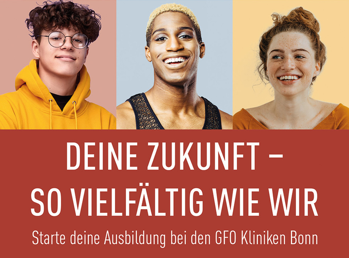 Werbekampagne GFO drei junge Menschen "Deine Zukunft – so vielfältig wie wir" Werbekampagne GFO drei junge Menschen "Deine Zukunft – so vielfältig wie wir"