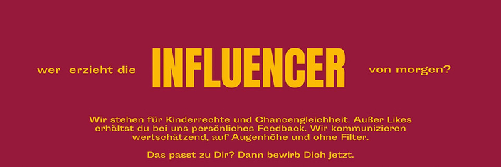 Schriftzug: Wer erzieht die INFLUENCER von morgen? Schriftzug: Wer erzieht die INFLUENCER von morgen?