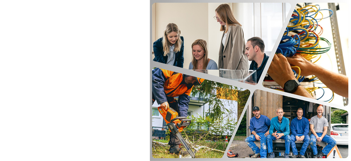 Collage aus vier Bildern zeigen den Arbeitsalltag. Collage aus vier Bildern zeigen den Arbeitsalltag.