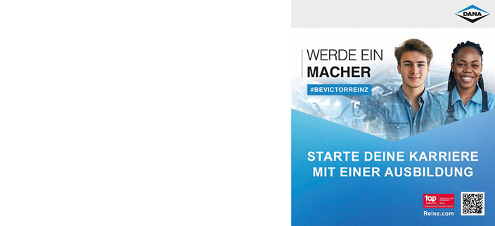 Zwei junge lächelnde Menschen in blauen Hemden, Bildaufschrift: Starte deine Karriere mit deiner Ausbildung Zwei junge lächelnde Menschen in blauen Hemden, Bildaufschrift: Starte deine Karriere mit deiner Ausbildung