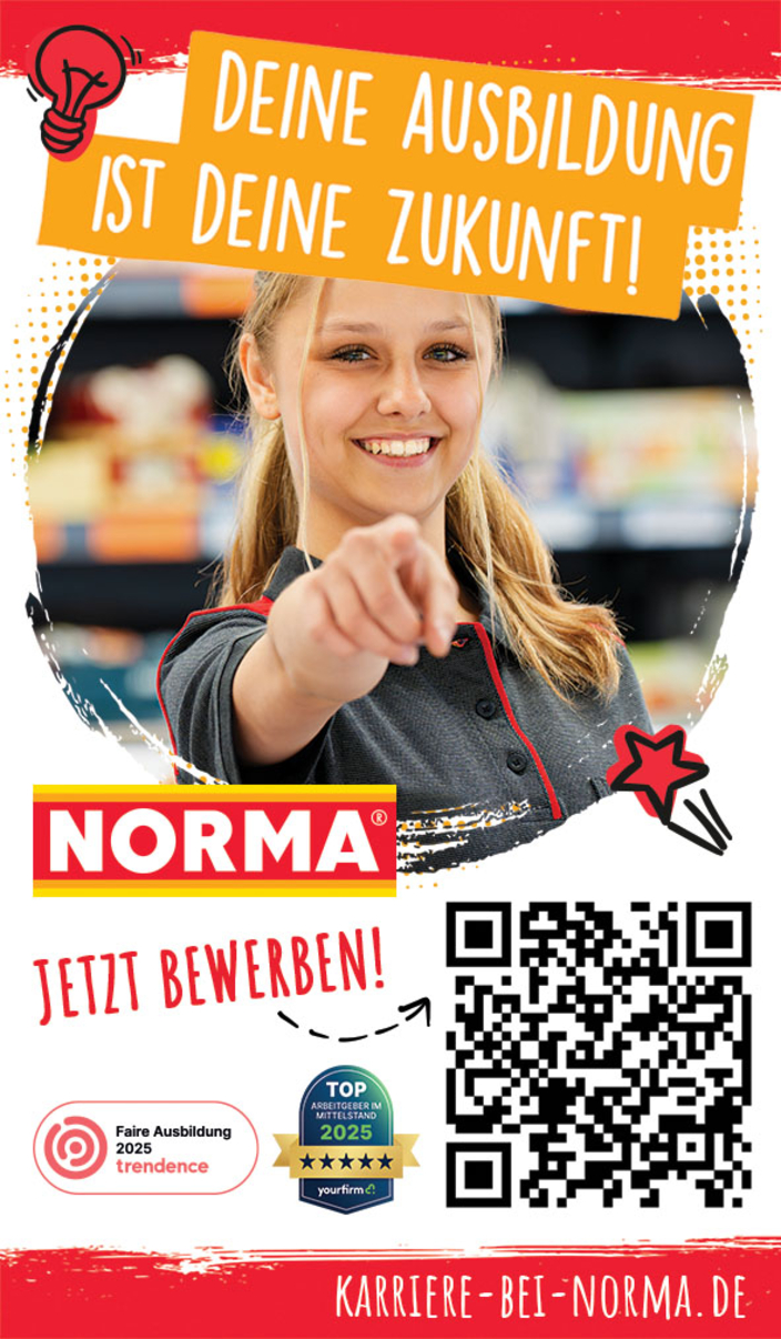 Junge Person zeigt mit dem Finger auf den/die Betrachter/in. Daneben steht der Slogan: Deine Ausbildung ist deine Zukunft