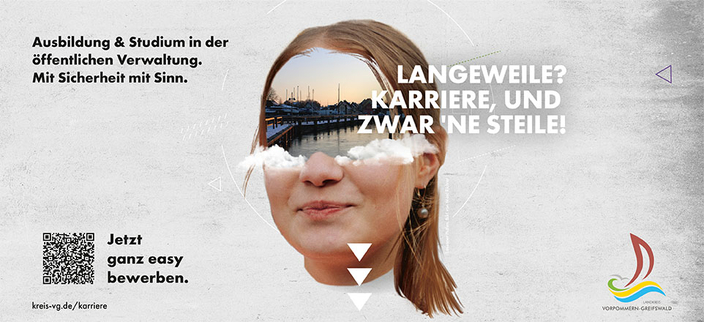 Grafische Darstellung einer weiblichen Person: in den Augen sieht man einen Bootsanleger.