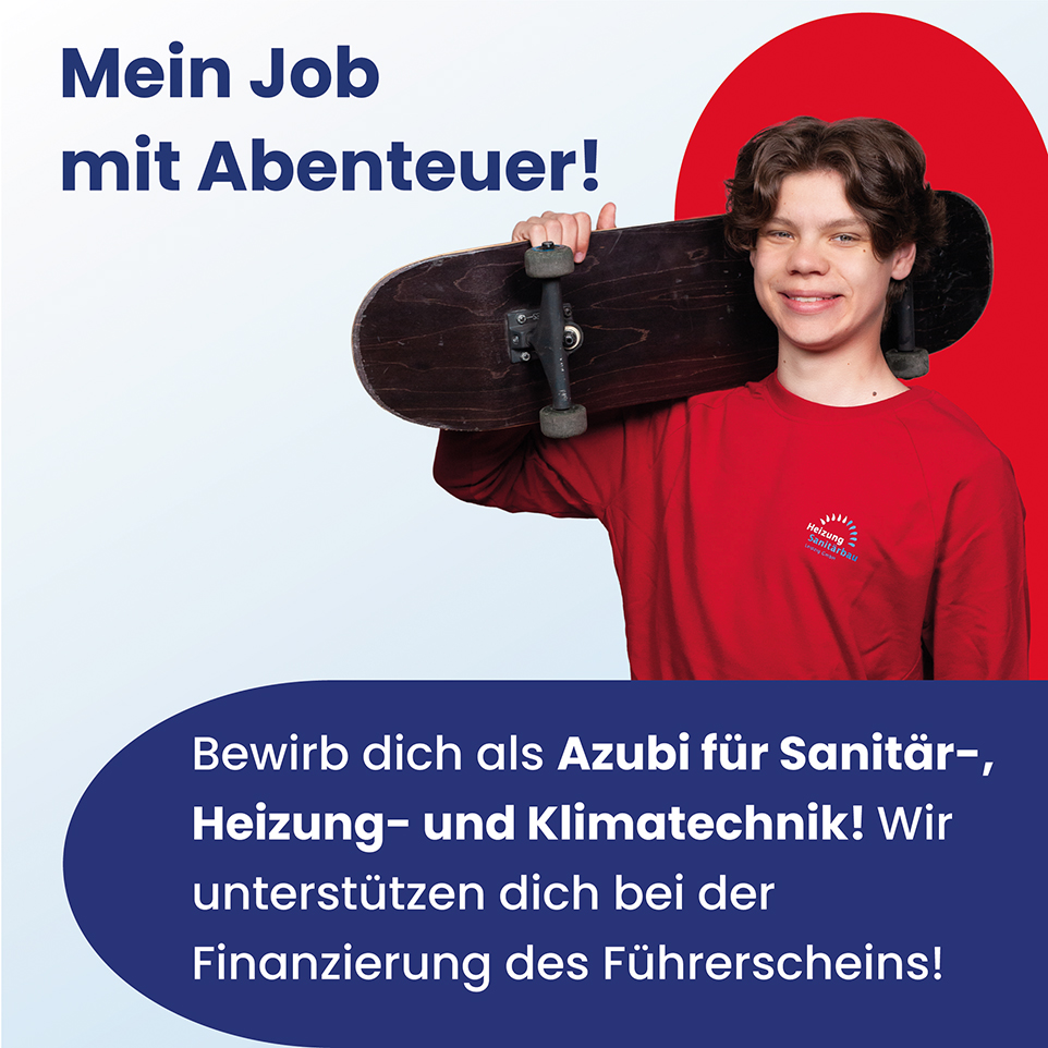 Kampagnenbild Mein Job mit Abenteuer. Junger Mann schultert Skateboard