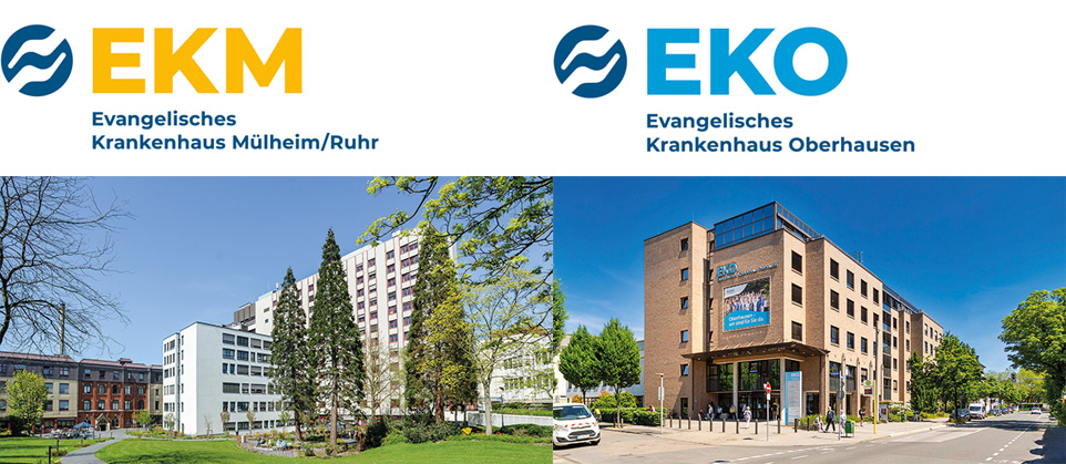 Außenansicht Krankenhäuser mit Logos EKM und EKO Außenansicht Krankenhäuser mit Logos EKM und EKO