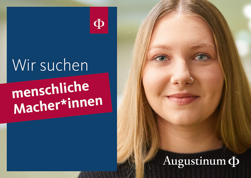 Junge lächelnde Person, Bildaufschrift: Wir suchen menschliche Macher*innen