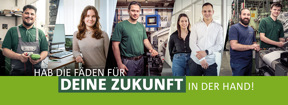 Collage aus fünf Bildern mit dem Slogan: "HAB DIE FÄDEN FÜR DEINE ZUKUNFT IN DER HAND!"