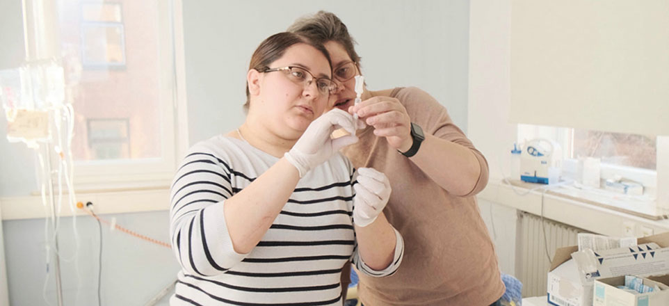 Auszubildende an der Pflegeschule
