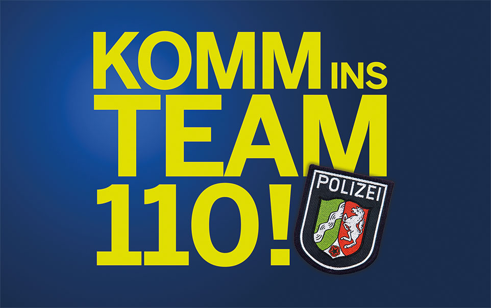 Bild mit Slogan "KOMM INS TEAM 110!"